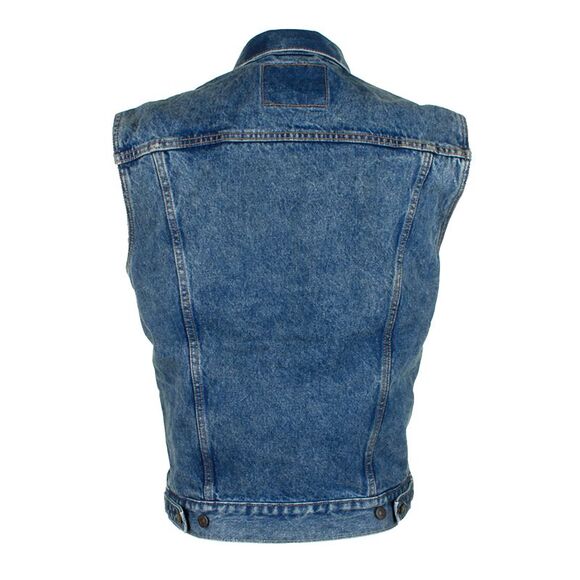 Levi's Men's Regular Fit Button Up Cut Off Denim Trucker Vest Dark Blue 0007